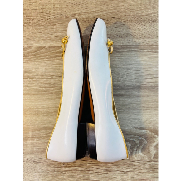 Salvatore Ferragamo Vintage White Ballet Flats With Gold Detail Women's Size 9.5 - Picture 5 of 14